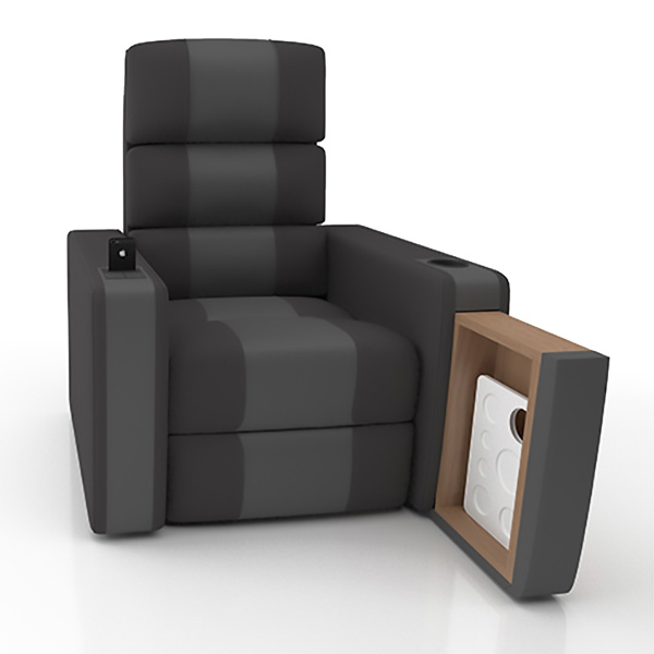 Fauteuil Home Cinema Relax Avec Tiroir A Tablettes Détail Plateaux