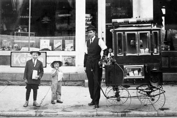 Vendeur de pop-corn dans l'Illinois en 1912
