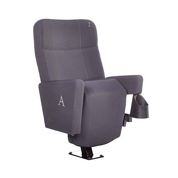 Fauteuil Cinema Locarno Tissu Gris Porte Gobelet Assise repliée Numérotation