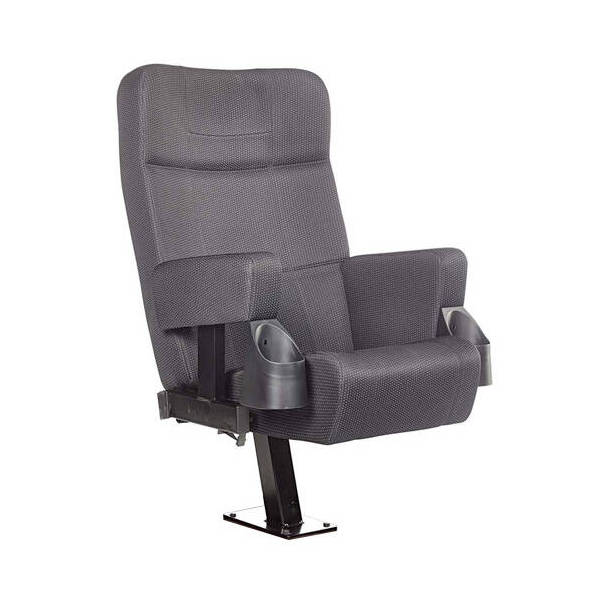 Fauteuil Cinema Locarno Tissu Gris Porte Gobelet Assise Dépliée