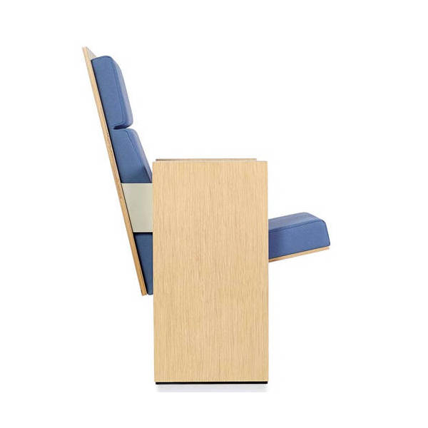 Fauteuil Meeting bleu vue latérale, déployé