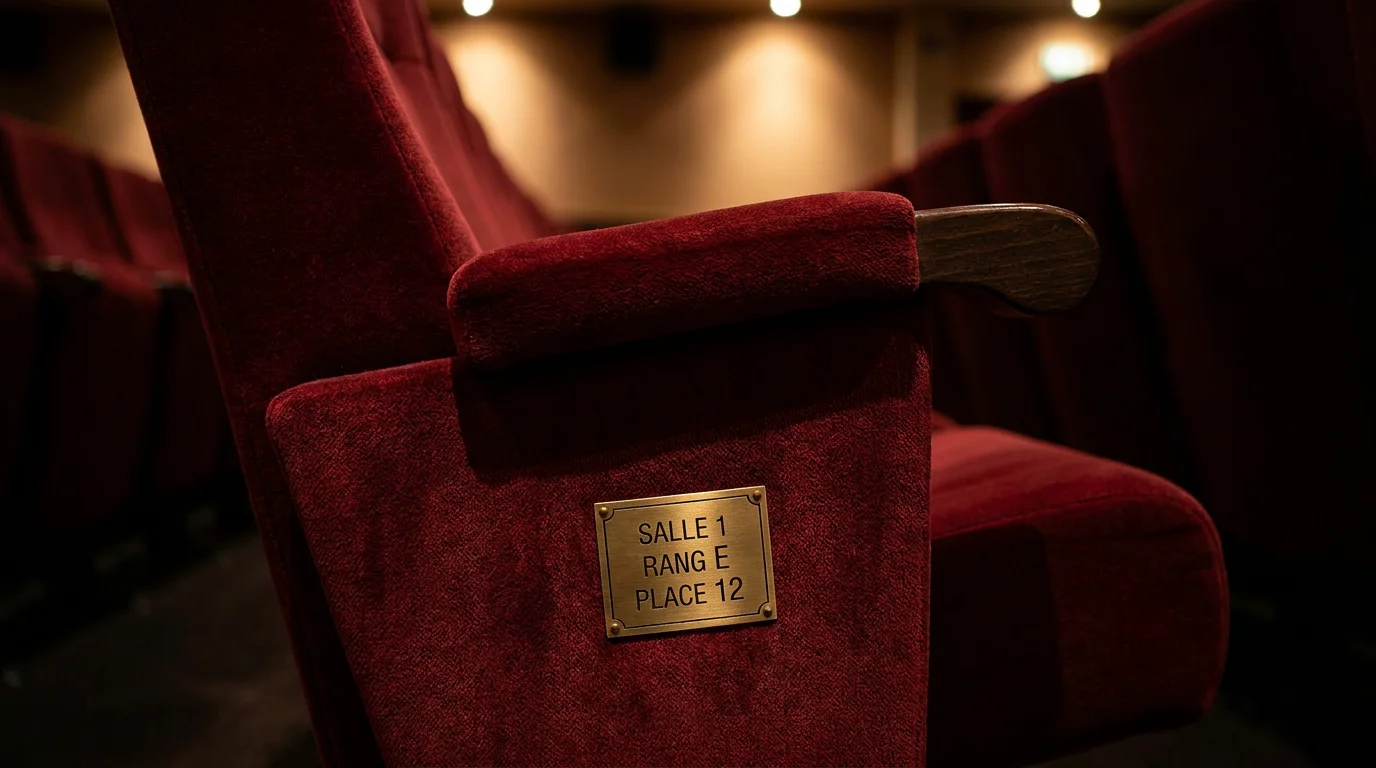 Détail d'un fauteuil de cinéma rouge foncé avec revêtement tissu de qualité professionnelle