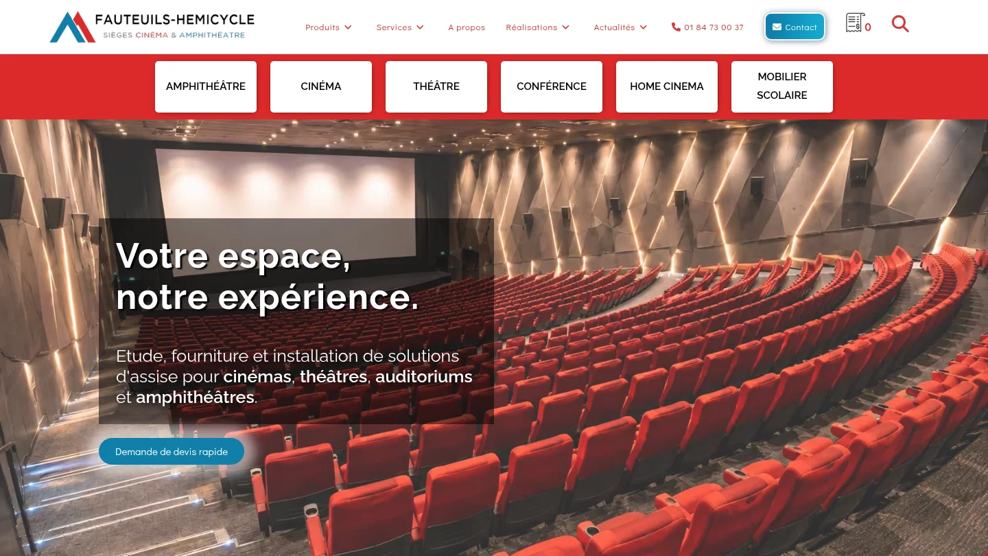 Capture de la page d’accueil de Fauteuils Hémicycle